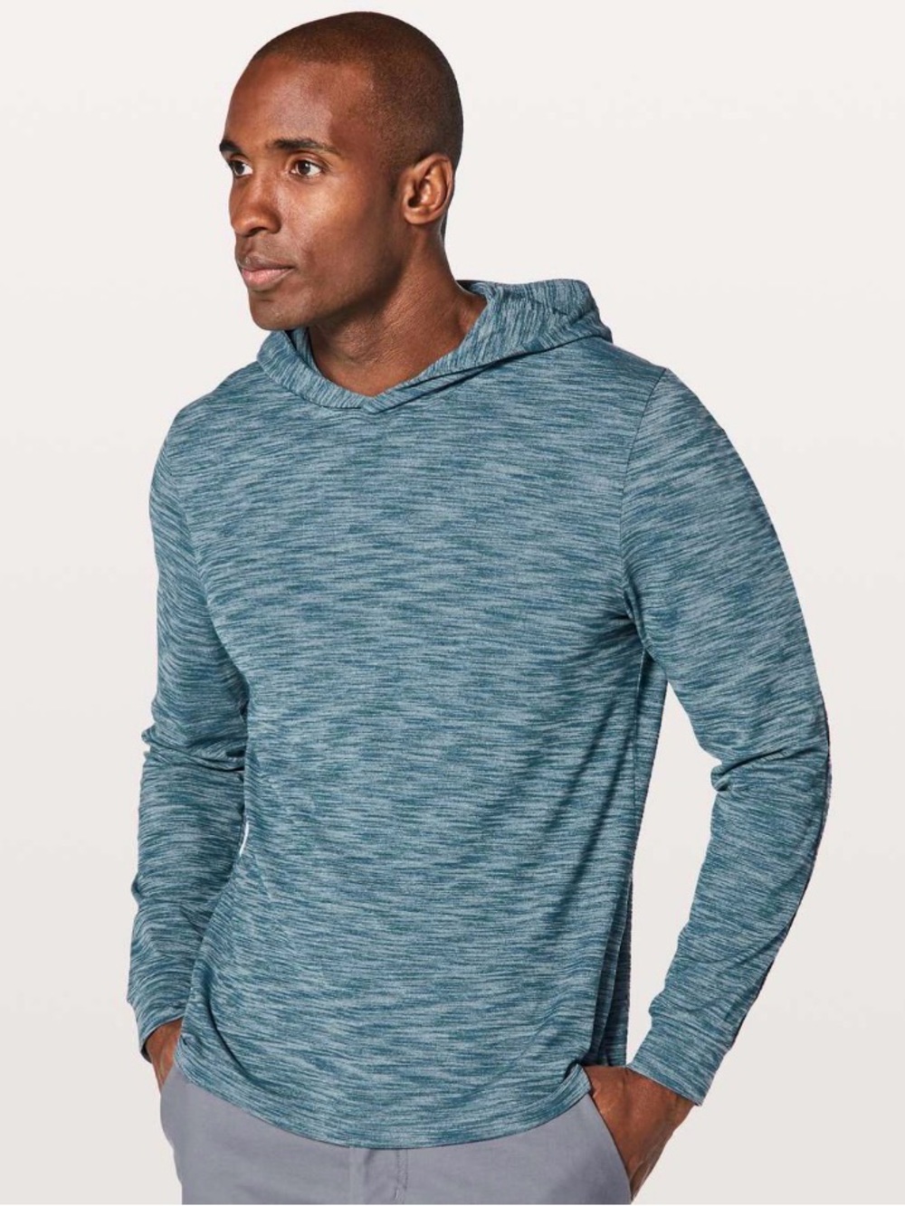Lululemon Men’s Pulse Slub Pullover Hoodie Lightweight Rulu Blue Teal Large